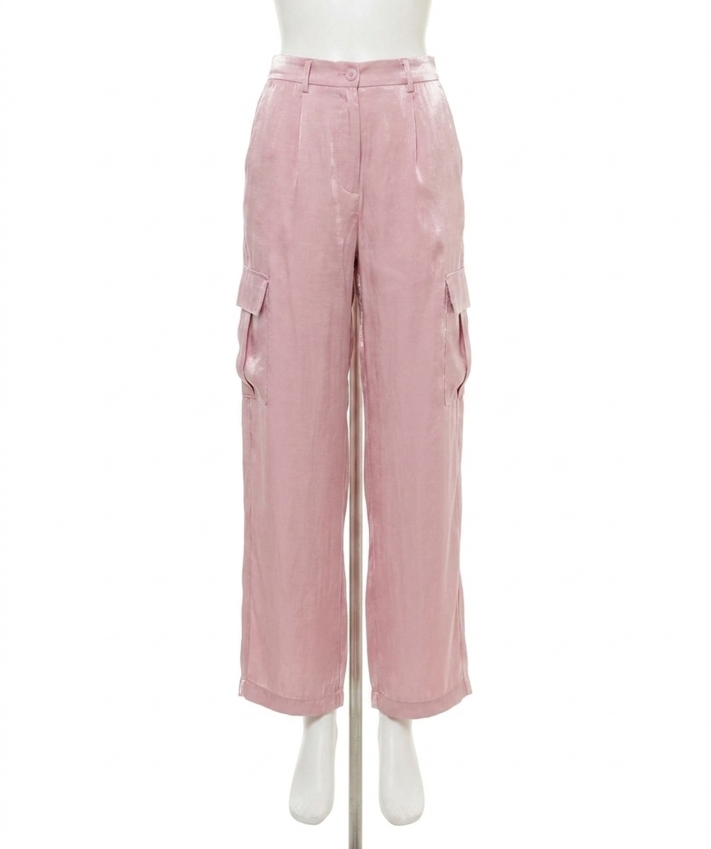 NEW ESQUALO sava silky cargo trousers in pastel pink